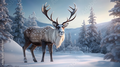 Wild Deer in Winter Forest Serenity © tydeline