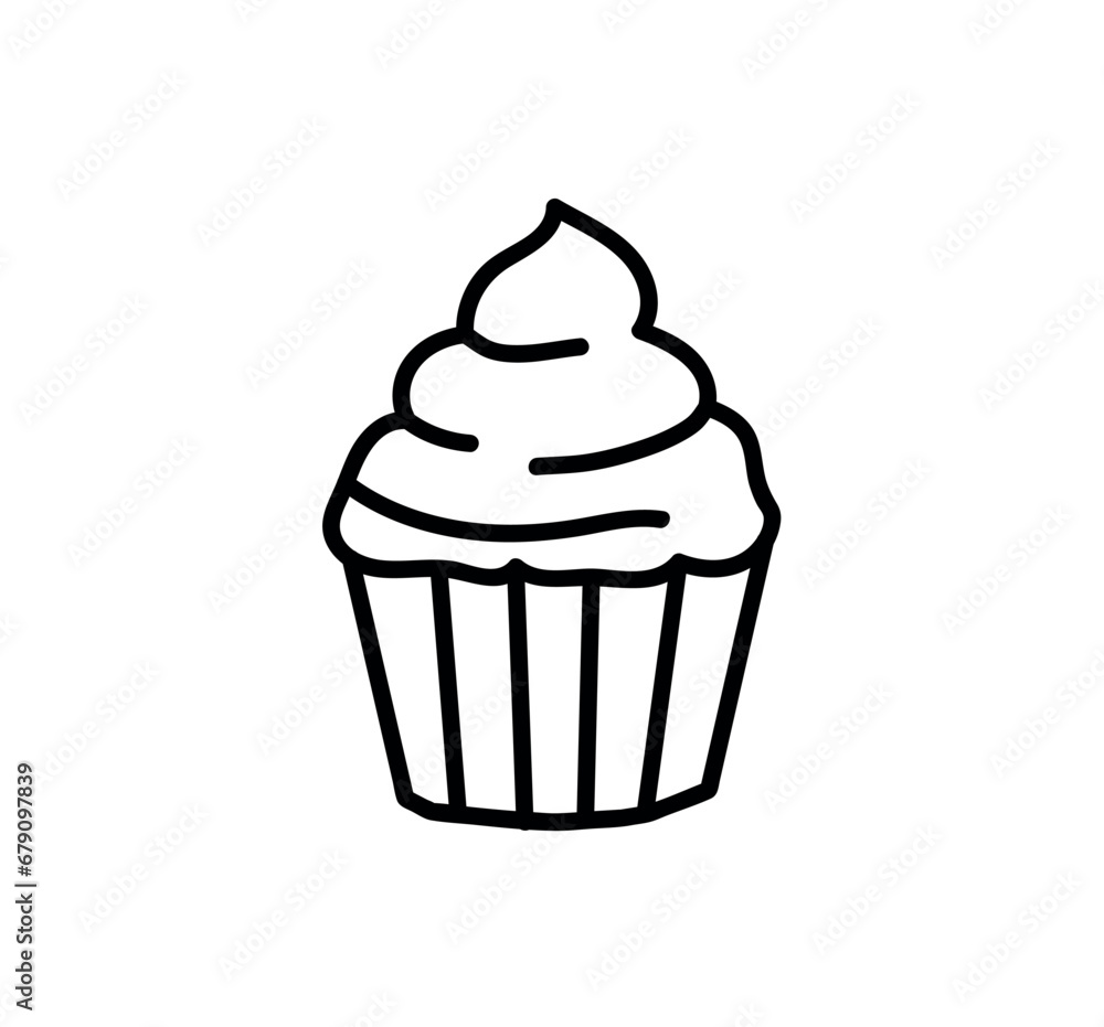 Element of circus set in black line style. This artwork feature circus element - sweet cake, adds a touch of sweetness and delight to the design. Vector illustration. Element of circus set in black line style. This artwork feature circus element - sweet cake, adds a touch of sweetness and delight to the design. Vector illustration.