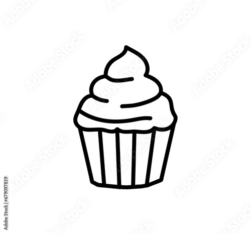 Element of circus set in black line style. This artwork feature circus element - sweet cake, adds a touch of sweetness and delight to the design. Vector illustration.