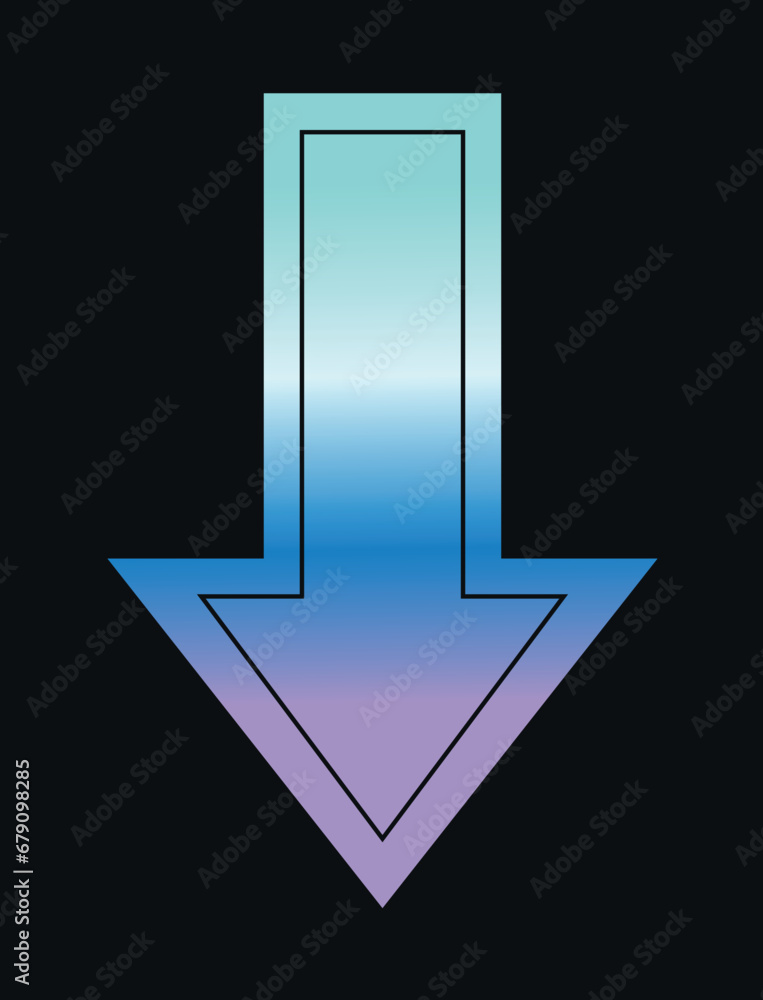 Geometry of gradient set in flat design. This visually appealing artwork presents arrow shape in a colorful pastel gradient, creating a harmonious balance against black backdrop. Vector illustration. Geometry of gradient set in flat design. This visually appealing artwork presents arrow shape in a colorful pastel gradient, creating a harmonious balance against black backdrop. Vector illustration.