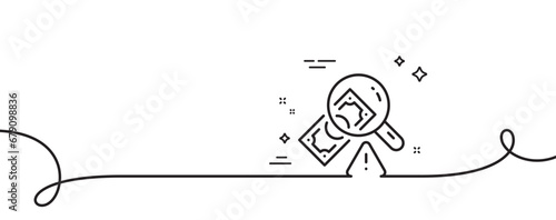 Fraud line icon. Continuous one line with curl. Money crime sign. Accounting offense symbol. Fraud single outline ribbon. Loop curve pattern. Vector