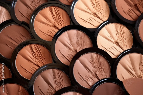 overhead shot of a broad range of bronzer shades photo