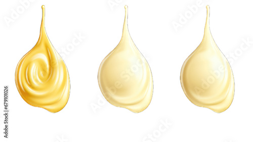 Collection of PNG. Mayonnaise drops isolated on a transparent background. photo