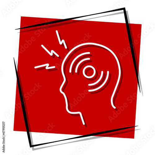 migraine red banner in frame. Vector illustration.