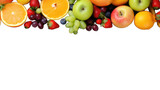 Collection of PNG. Mixed fruits overhead view isolated on a transparent background.
