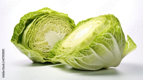 Split cabbage isolated on white background