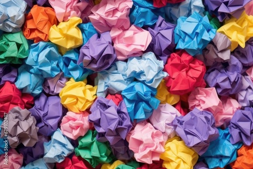 pile of multi-colored crumpled paper balls © altitudevisual