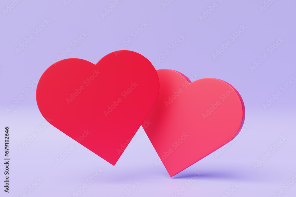 3d illustration realistic  heart sign for decoration and covering on wall background. Suitable for Valentine's Day and Mother's Day.