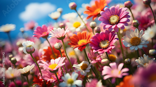 pink flowers against sky HD 8K wallpaper Stock Photographic Image