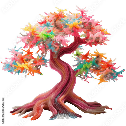 Decorative beaded tree clipart. Generative AI photo