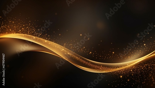 Digital particles gold color wave flow abstract background