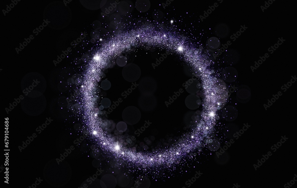 Obraz premium Luxury Blue glitter. snowly sparkle. shiny glittering dust. with dots bokeh frame border background wallpaper