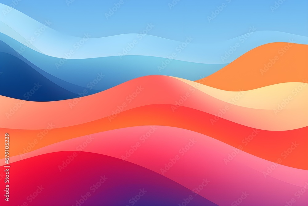 Wallpaper From Wavy Shapes Filled Colorful Gradient. Wallpaper From Wavy Shapes Filled Colorful Gradient.