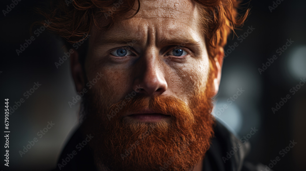Good looking man with red beard and hair and blue eyes. Good looking man with red beard and hair and blue eyes.