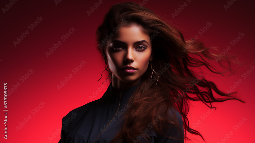 portrait fashionable girl with neon lighting studio photo shoot advertising banner concept. modern business card concept, copy space for your advertisement. portrait fashionable girl with neon lighting studio photo shoot advertising banner concept. modern business card concept, copy space for your advertisement.