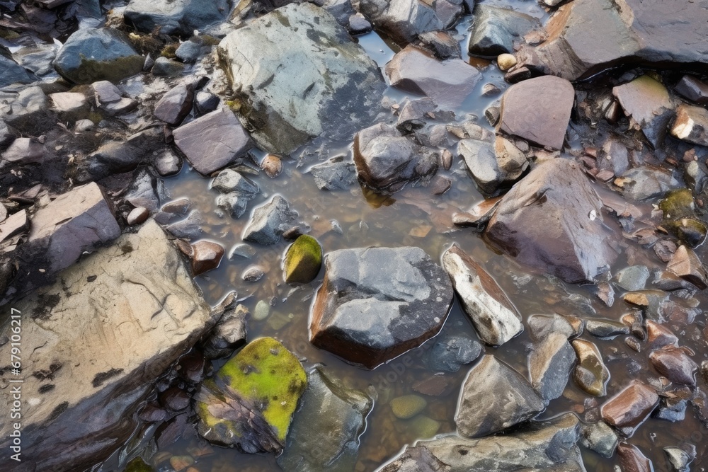 stones sunken in wet mud stones sunken in wet mud