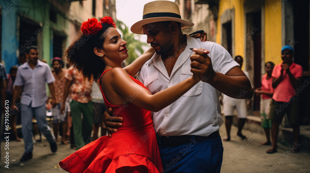 Traditional Cuban salsa dance performed by a Cuban couple