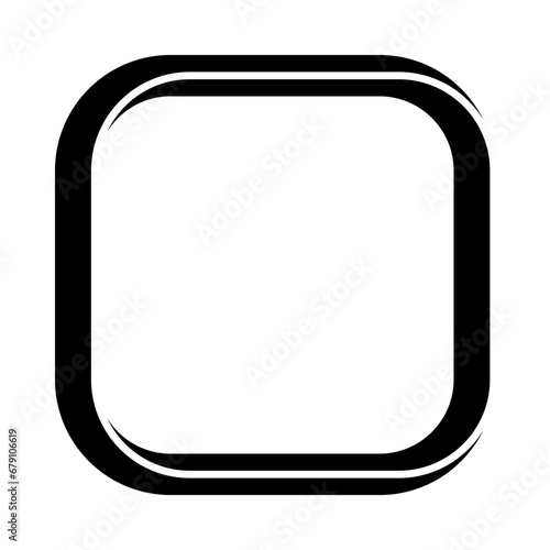 Square frame rounded corners, doodle frame border square banner markers
