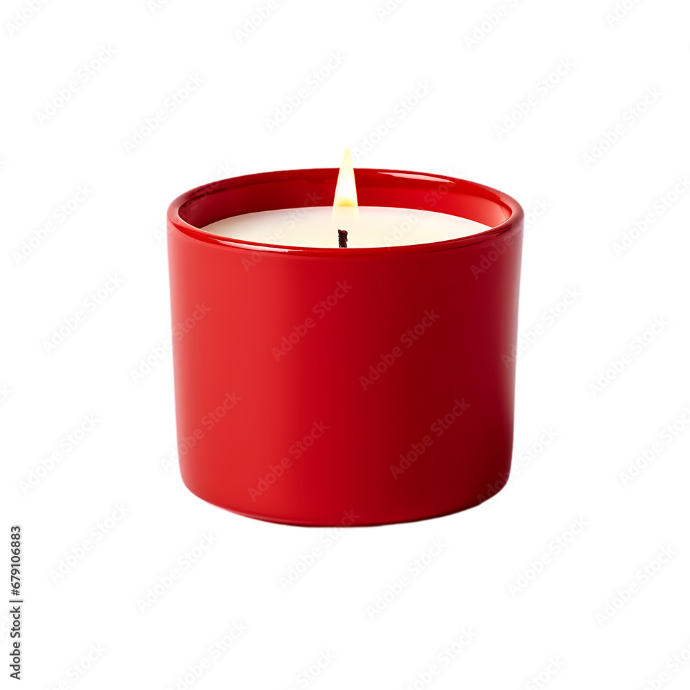 Red scented candle cup on transparent background, white background, isolated, icon material, vector illustration Red scented candle cup on transparent background, white background, isolated, icon material, vector illustration