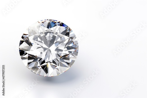 Isolated Diamond top view - White Background - Copy Space