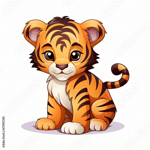 Cute tiger animal illustration cartoon isolated on white background