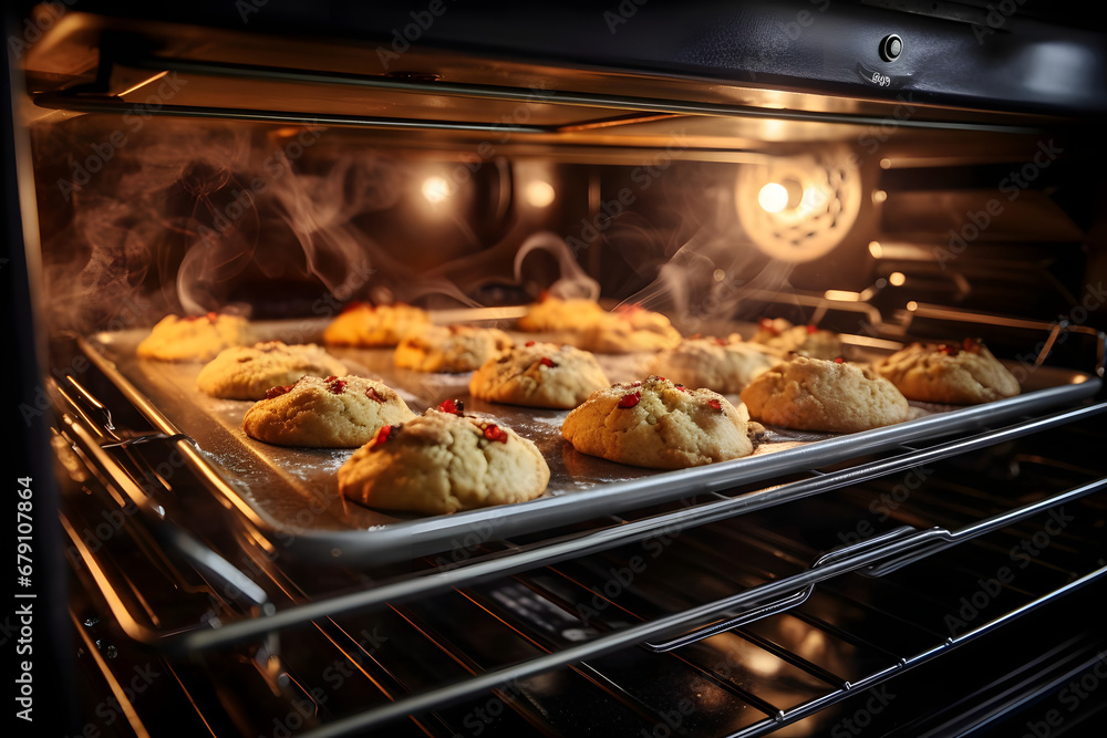 Baking Pfeffernuss cookie in the Oven, christmas season