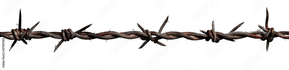Barbed wire cut out - obrazy, fototapety, plakaty 