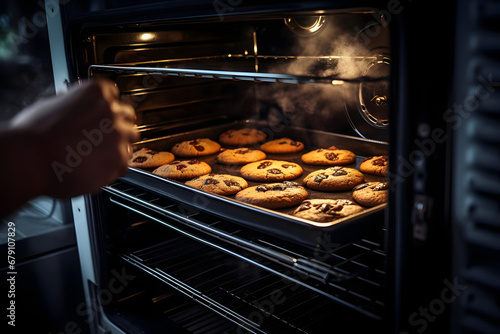 Baking Pfeffernuss cookie in the Oven, christmas season