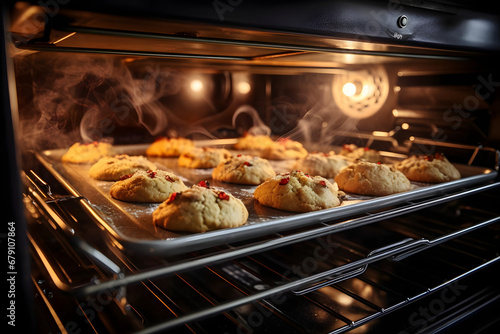 Baking Pfeffernuss cookie in the Oven, christmas season