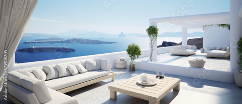Santorini style of outdoor living beach © Ghazanfar