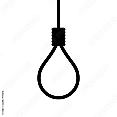 Suicide hang rope icon on white background photo