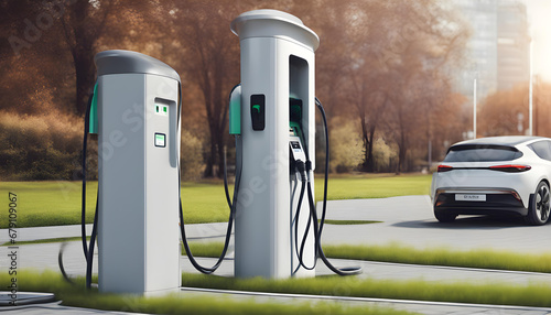 odern fast electric vehicle charger photo