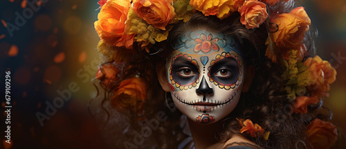 Blossoms of Joy: Little Day of the Dead Reveler Surrounded by Flowers © Max