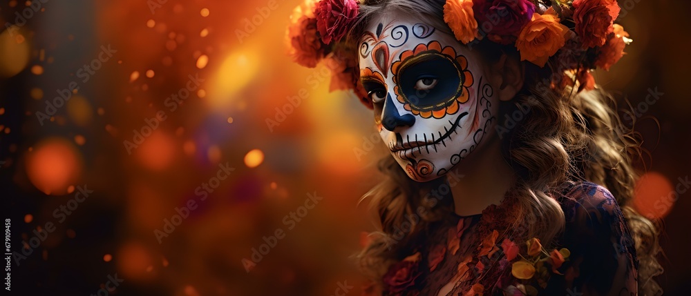 Mystical Catrina: Young Woman Embracing the Enchantment of Dia de los Muertos