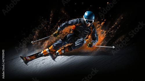 Skier in a dynamic position