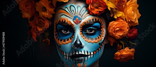 Lebendige Tradition: Junge Frau als Skelett für den farbenfrohen Tag der Toten
