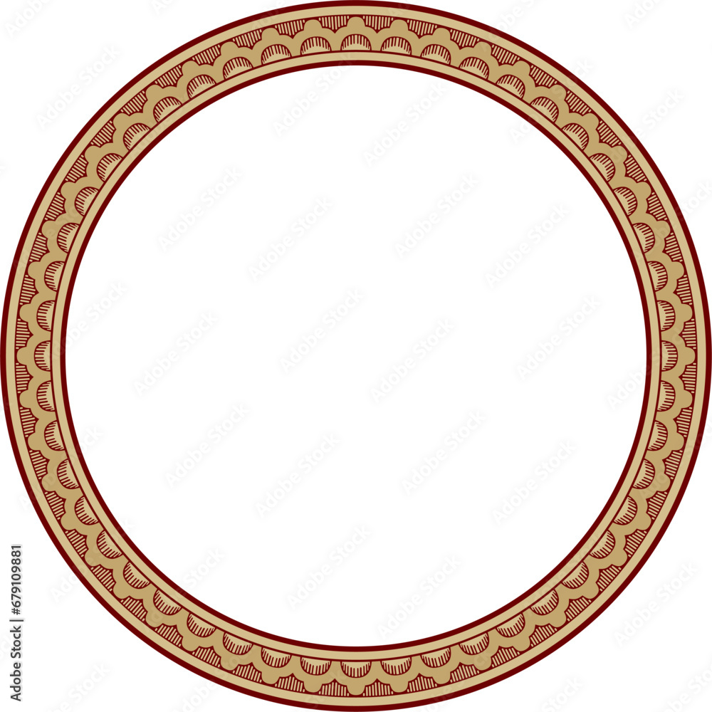Vector round gold with red Indian national ornament. Ethnic plant circle, border. Frame, flower ring. Poppies and leaves.. Vector round gold with red Indian national ornament. Ethnic plant circle, border. Frame, flower ring. Poppies and leaves..