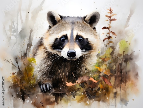 Enchanting Woodland Creature: Badger in Watercolor