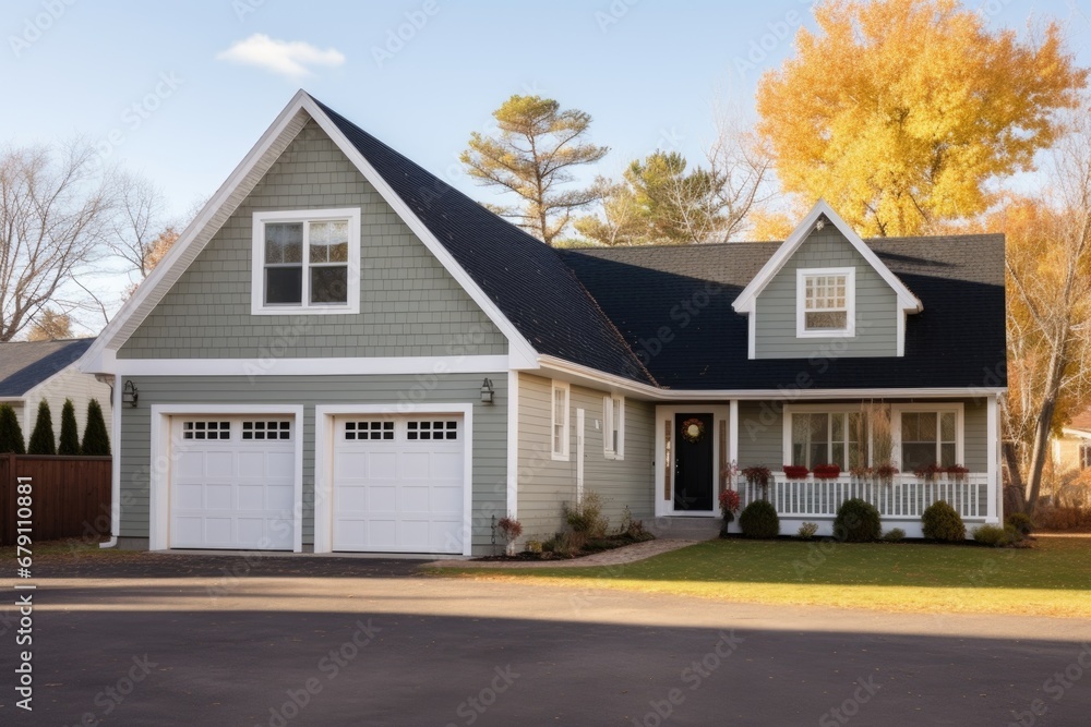 cape cod style house with a side gable roof and an attached garage ...