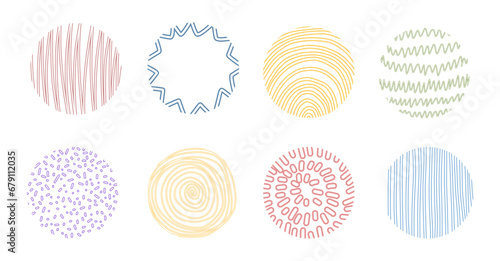 Hand drawn circles, large set. Set of abstract doodles isolated on white background.