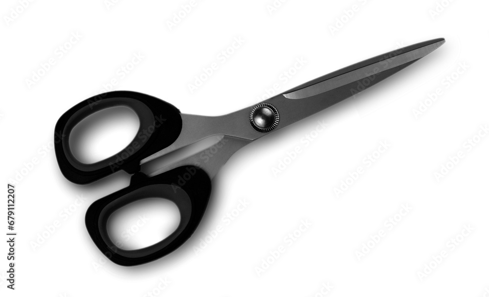 New black paper scissors isolated on a white background