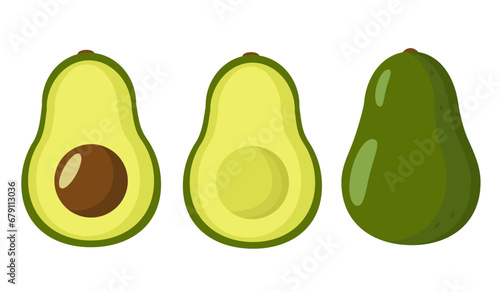 avocado set isolated on white background. healthy vegetable 