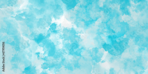 Abstract Blue Sky Background.Sky blue design element cumulus clouds background of smoke vape,fog effect smoke exploding mist or watercolor design with watercolor texture on white background .