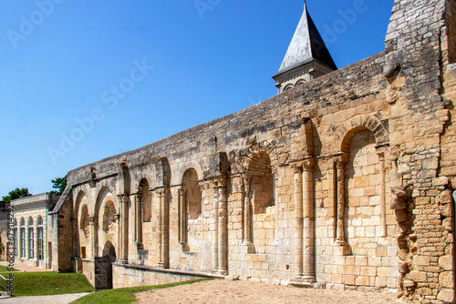 Nieul-sur-l'Autise. Mur du cloître de l'abbaye Saint-Vincent. Vendée. Pays de la Loire