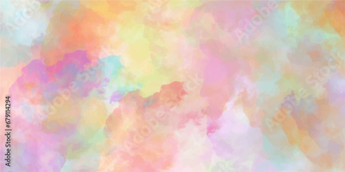Colorful watercolor background abstract bright rainbow colors of pink green blue yellow purple. Abstract painting graphic design banner for web and composition abstract Rainbow watercolor background.