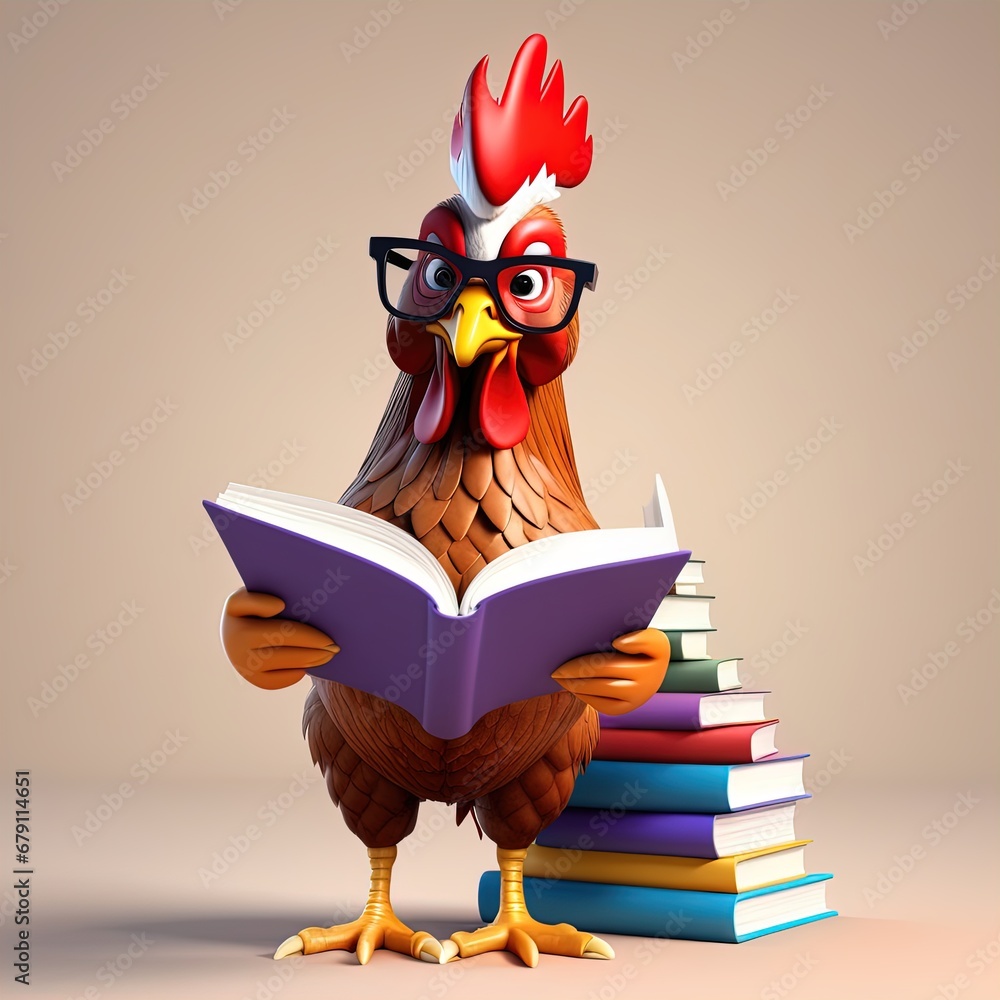 cartoon bird with books and pencilcartoon bird with books and pencilfun bird holding books