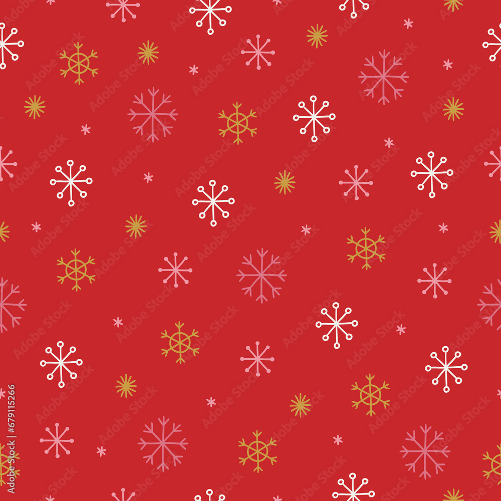 Christmas seamless pattern with snowflakes on red background Christmas seamless pattern with snowflakes on red background