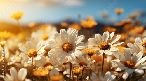 Spring Sky Sunny Field Growing Flowers, HD, Background Wallpaper, Desktop Wallpaper