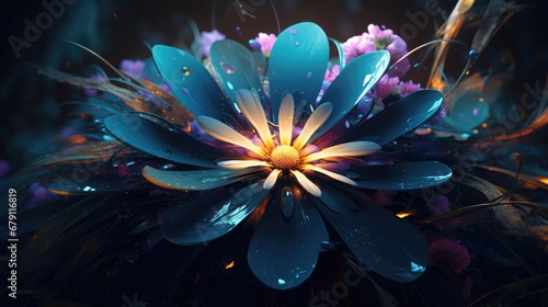 Beautiful abstract colorful flower design. Created with generative AI. 