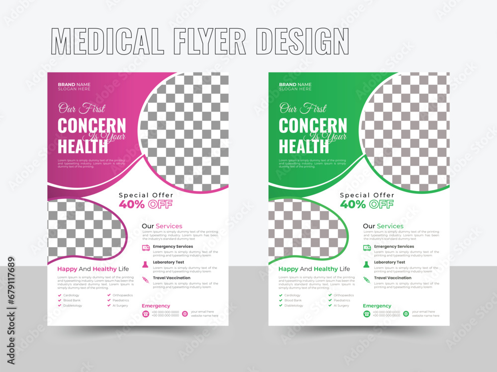 Modern & professional corporate medical flyer or poster design layout.